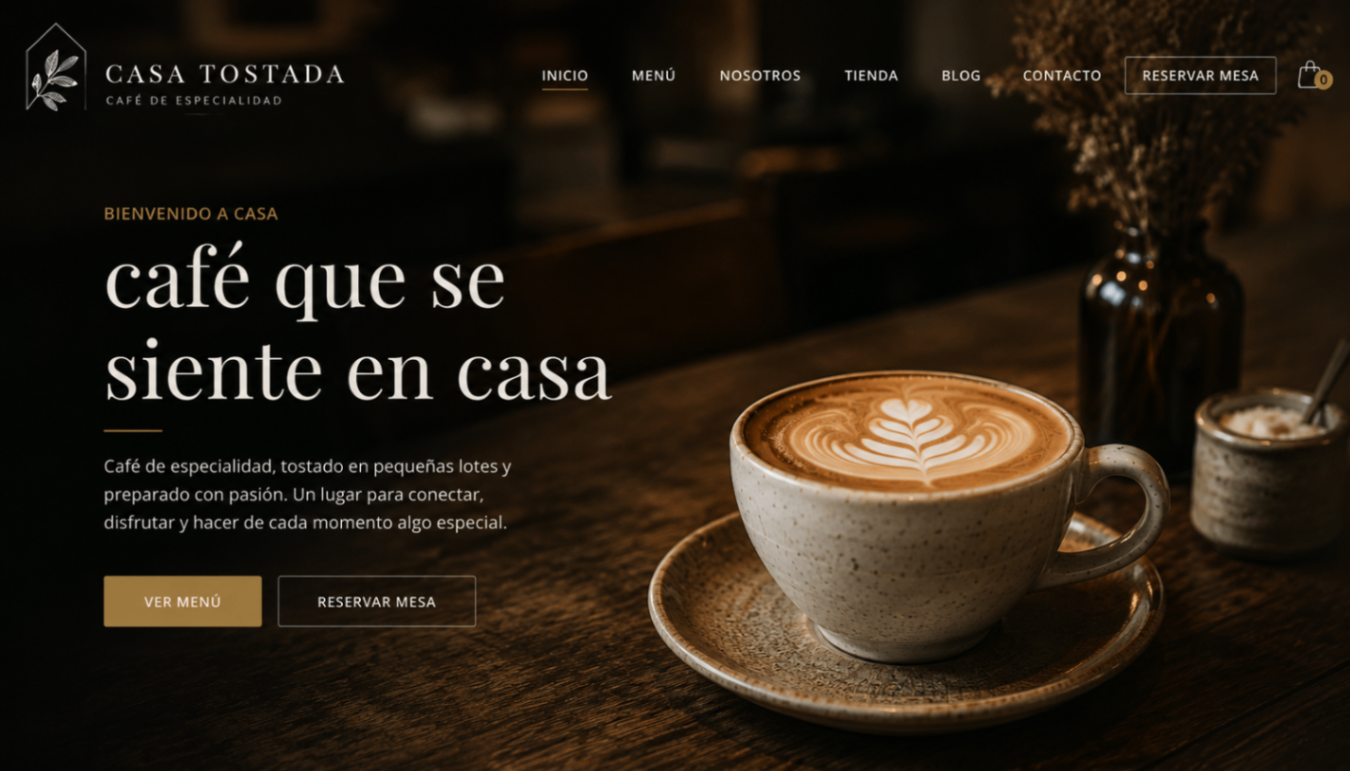 Web de cafetería Casa Tostada