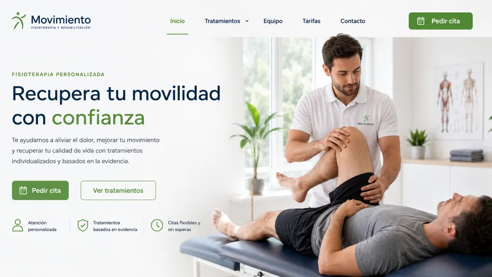 Web de clínica de fisioterapia Movimiento