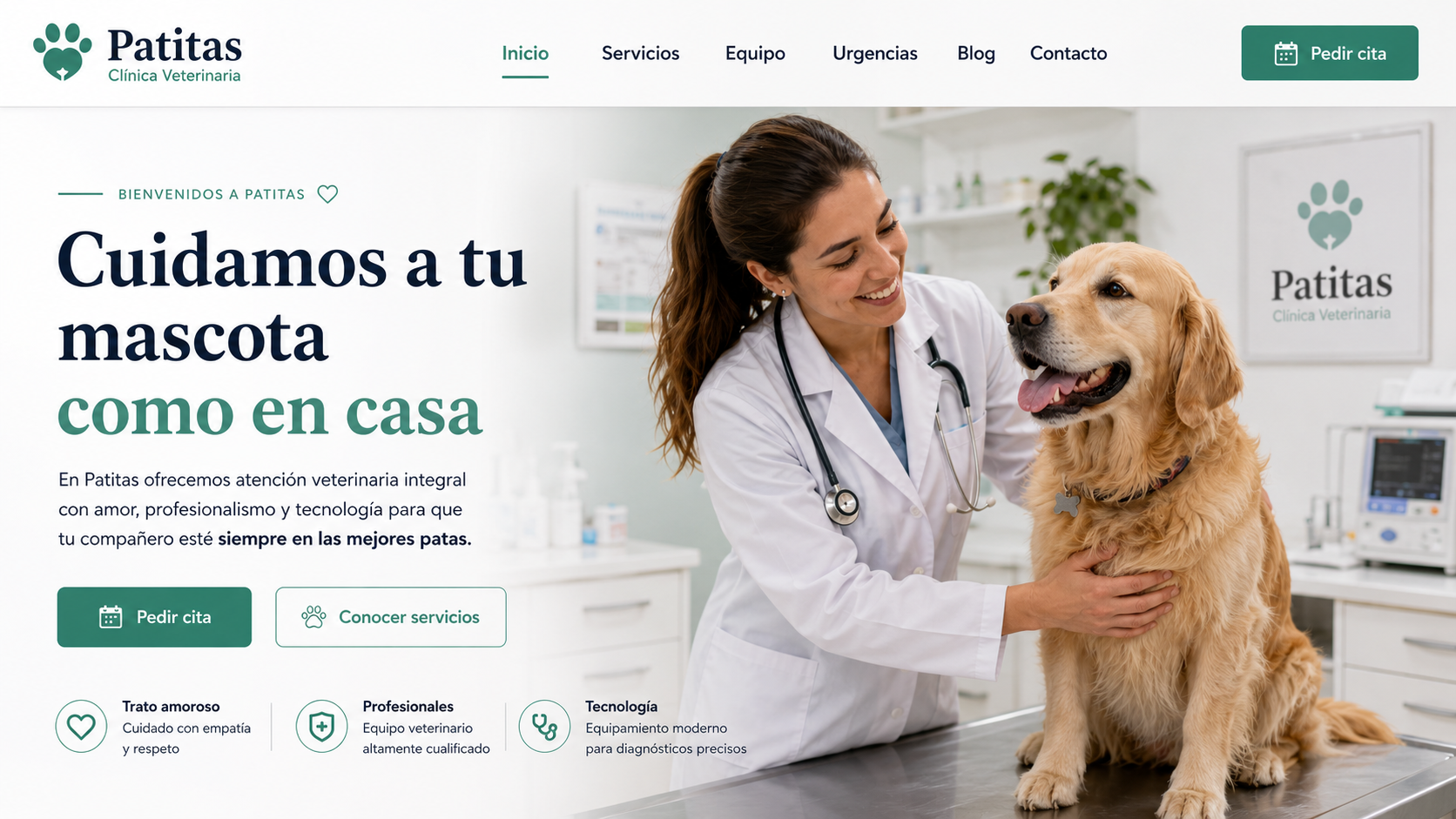 Web de clínica veterinaria Patitas