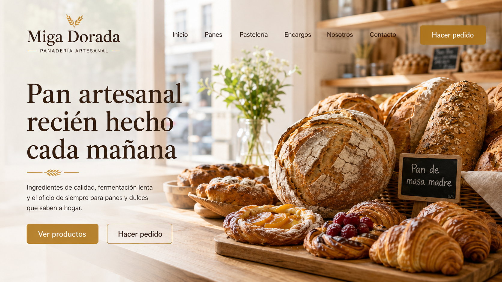 Web de panadería artesanal Miga Dorada