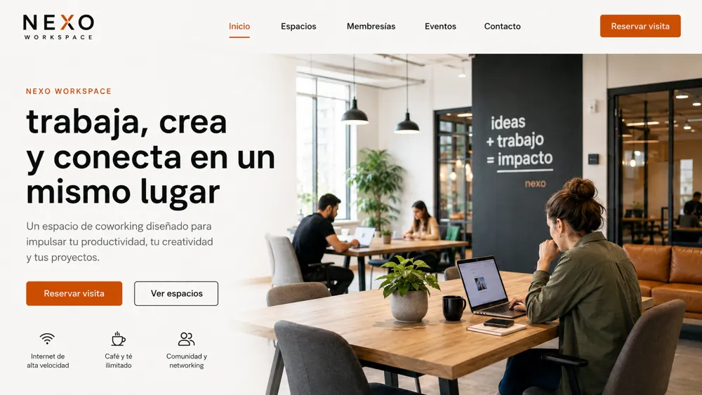 Web de coworking Nexo Workspace
