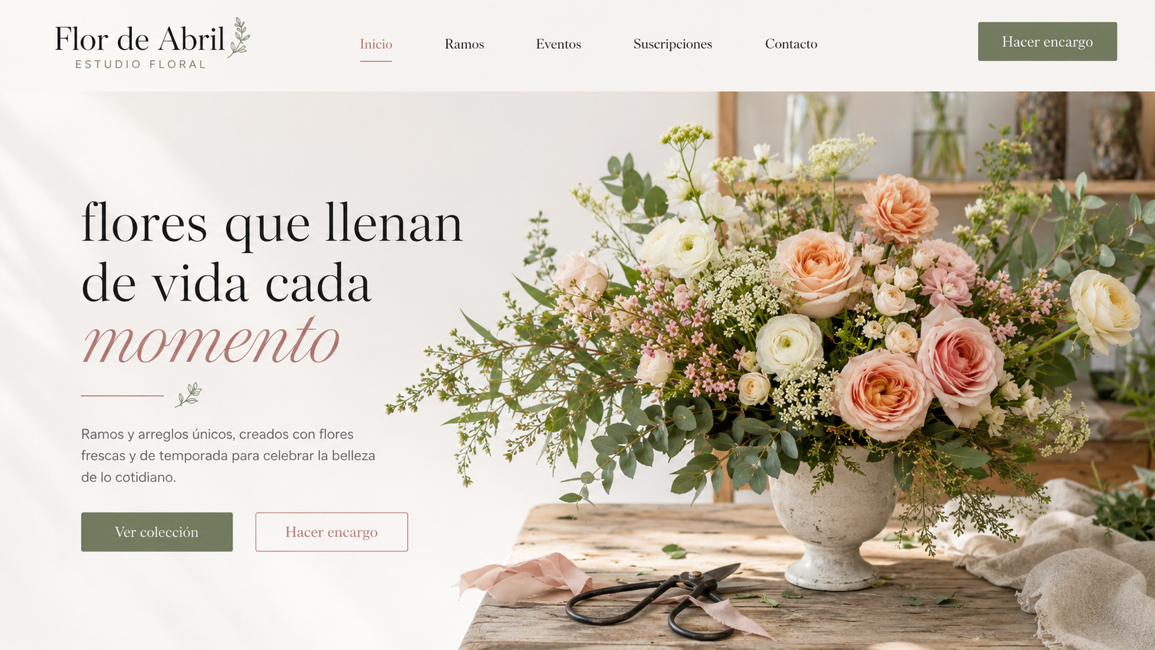 Web de estudio floral Flor de Abril